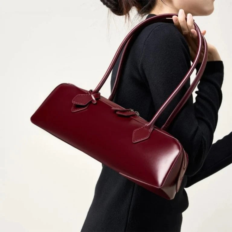 Glossy Baguette Shoulder Bag
