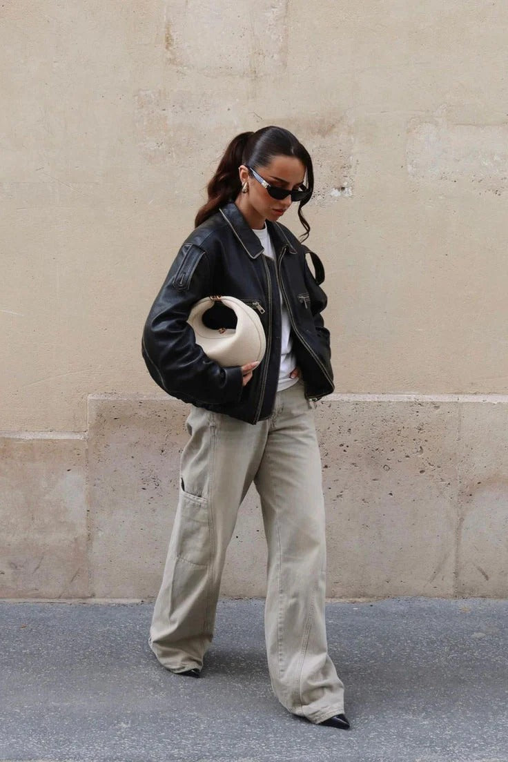 Structured Woven Tote with Gold-Tone Accent