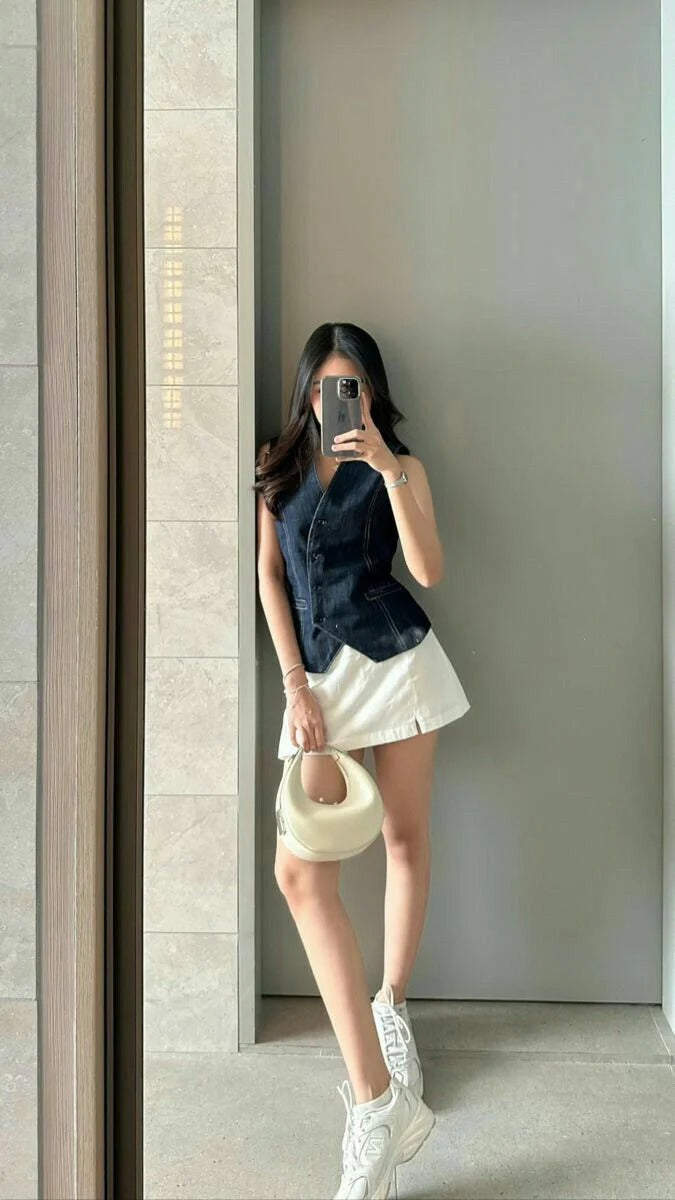 Structured Woven Tote with Gold-Tone Accent