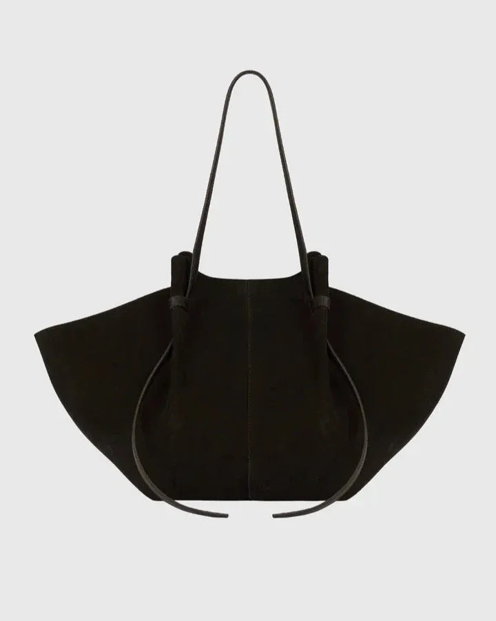 Oversized Suede Tote with Tie Detail